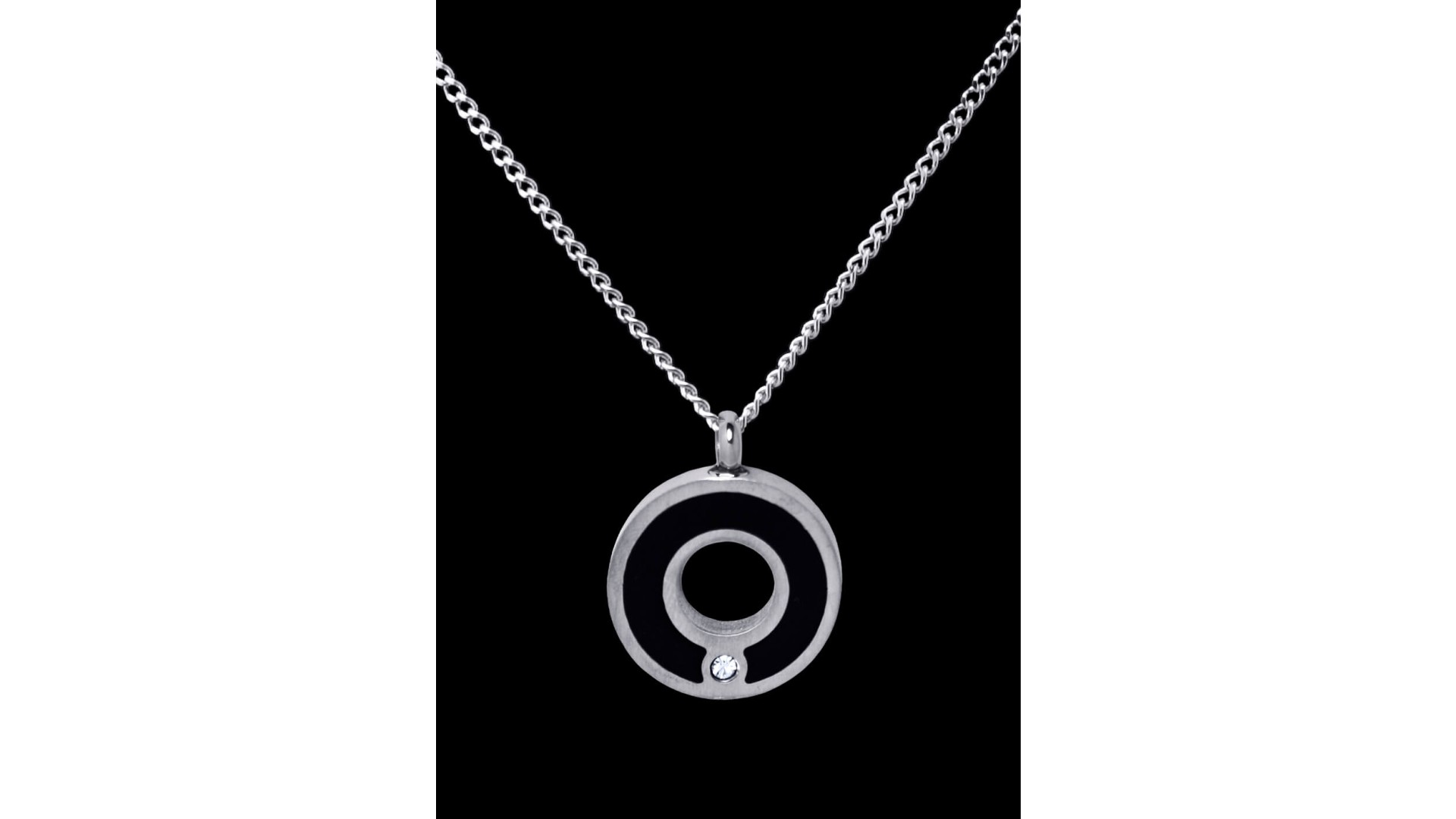 Stainless Steel Silver-Black Circle Cremation Pendant #36-615